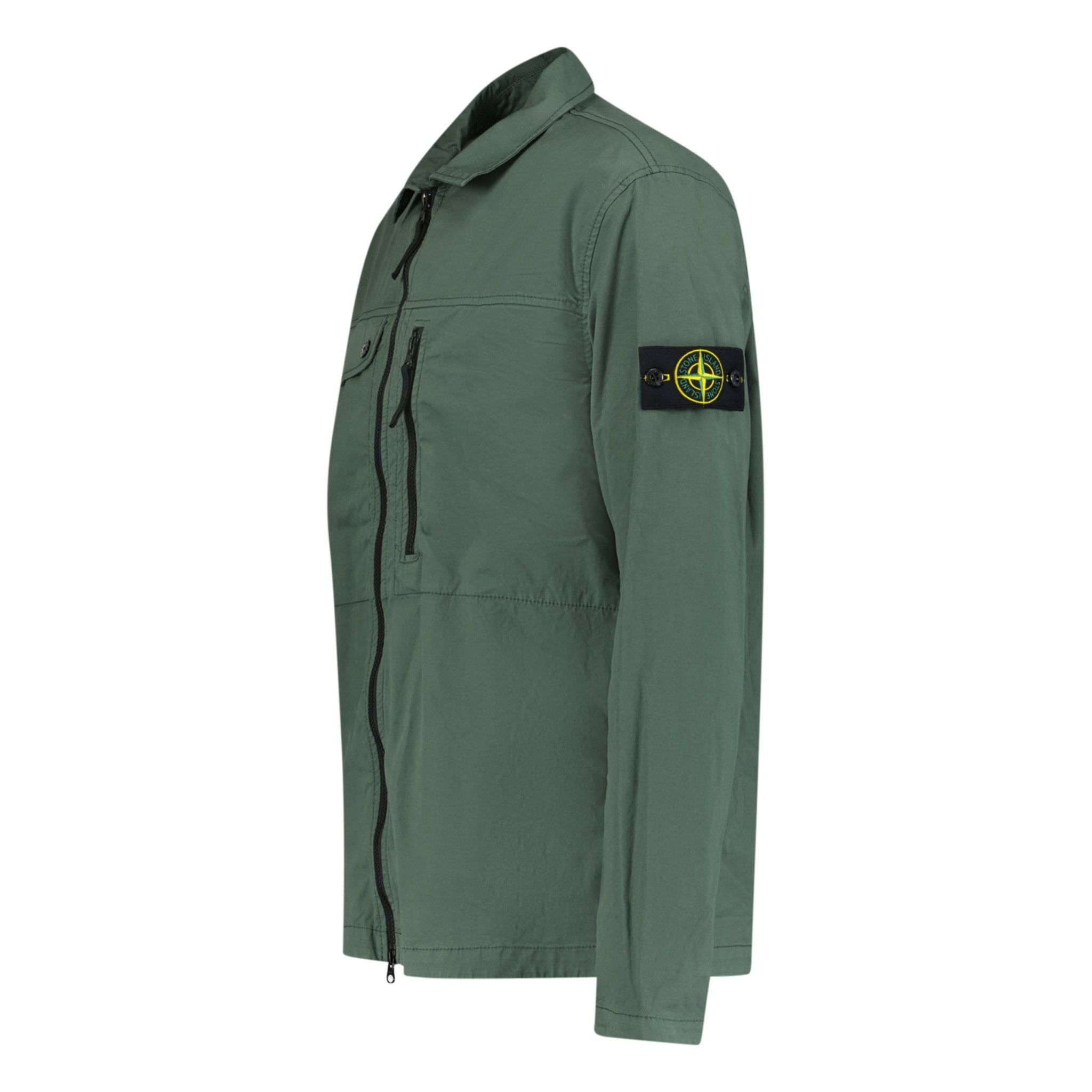 Stone Island Supima Cotton Twill Stretch Overshirt Jacket Khaki Green