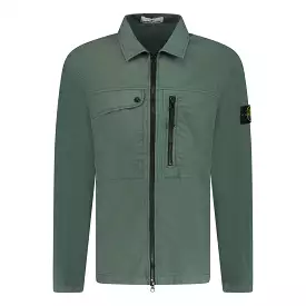 Stone Island Supima Cotton Twill Stretch Overshirt Jacket Khaki Green