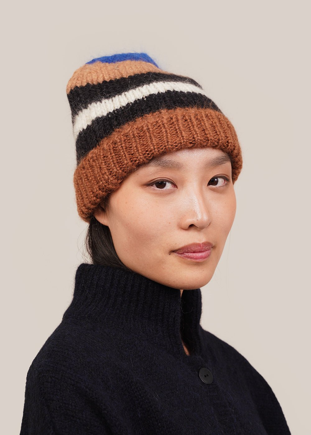 Striped Mohair Beanie