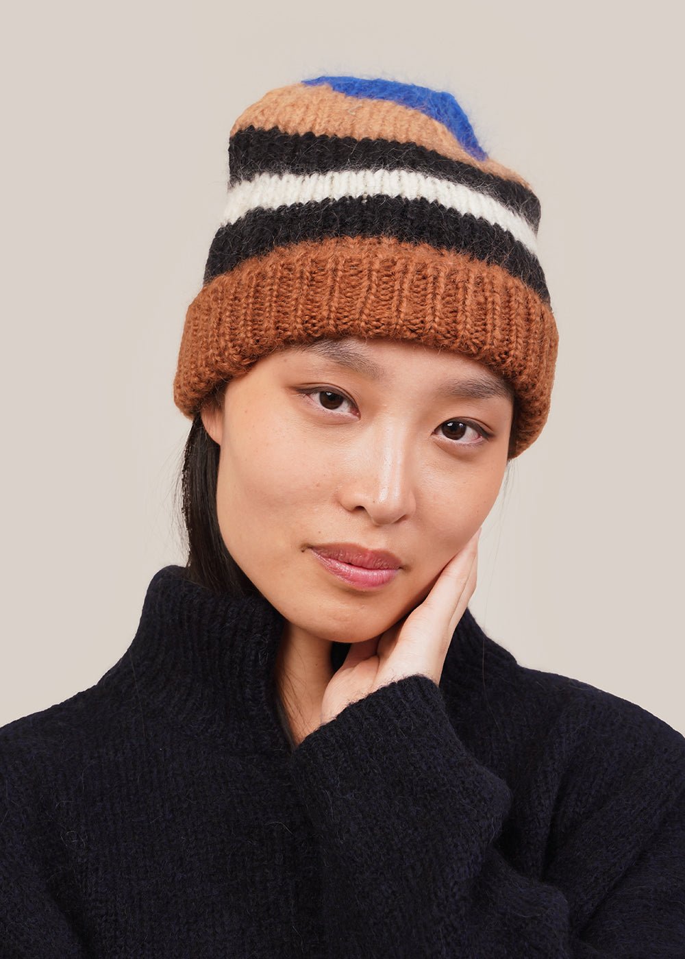 Striped Mohair Beanie