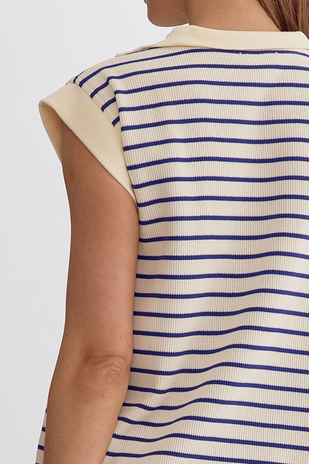 Striped Ribbed Cap Sleeve Mini Dress