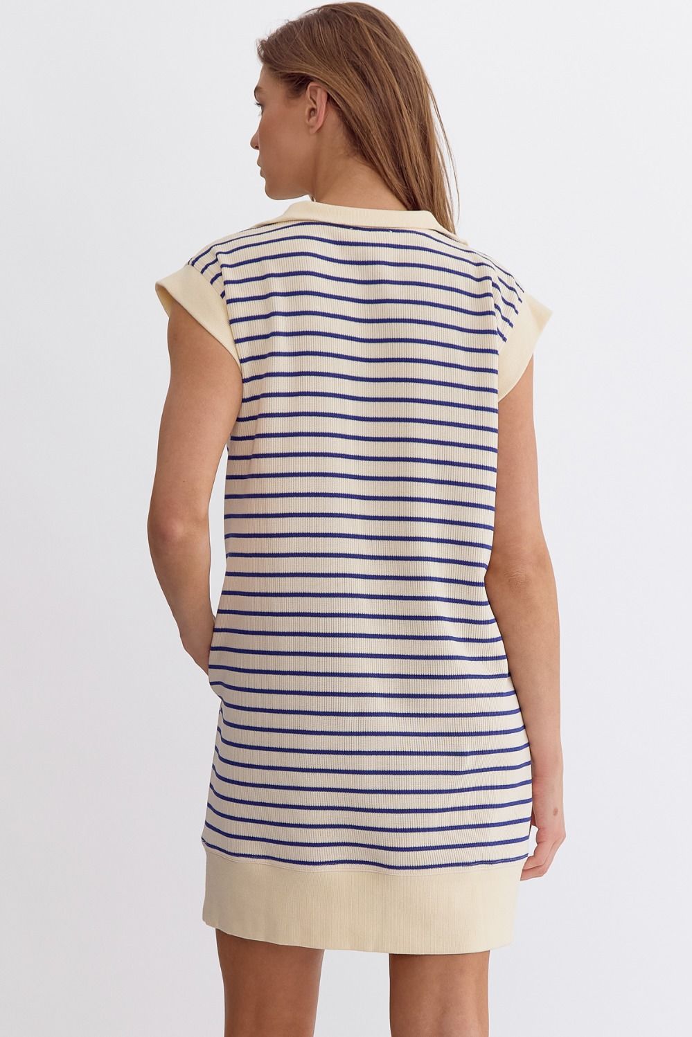 Striped Ribbed Cap Sleeve Mini Dress