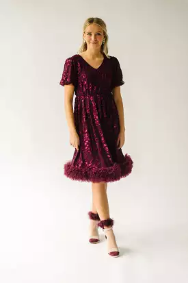 Surls Fringe Trim Dress Burgundy.