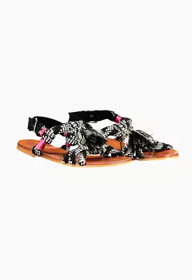 T-strap Sandals with Braided Design