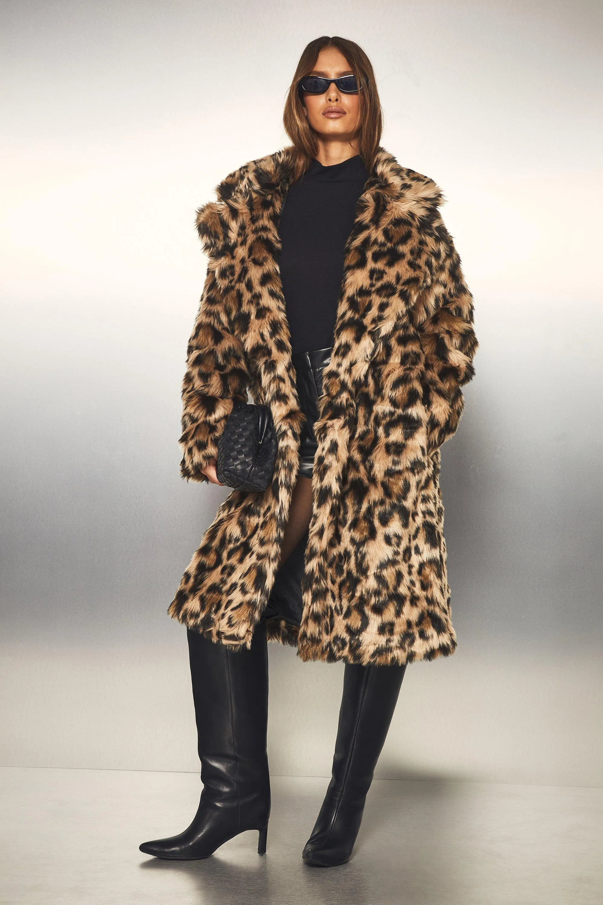 Tall Leopard Faux Fur Coat