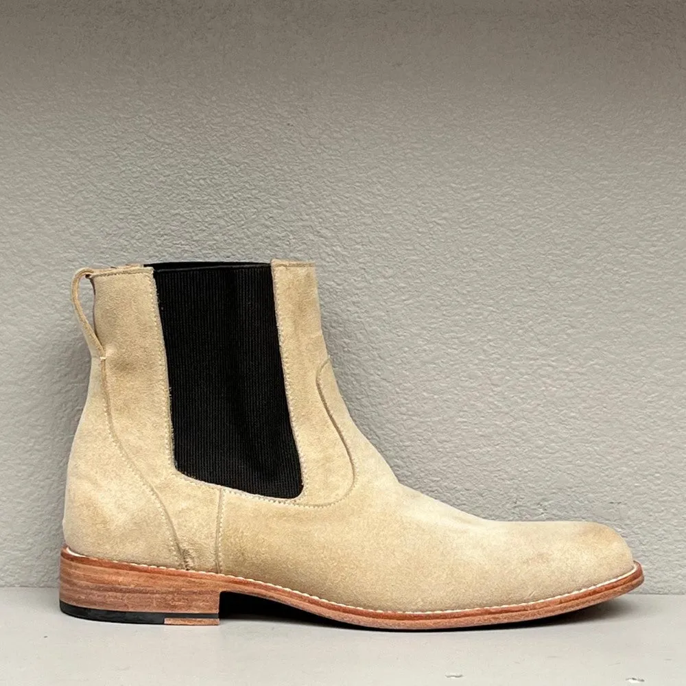 Tan Suede Chelsea Boot with Oil Accents and Slip-On Style