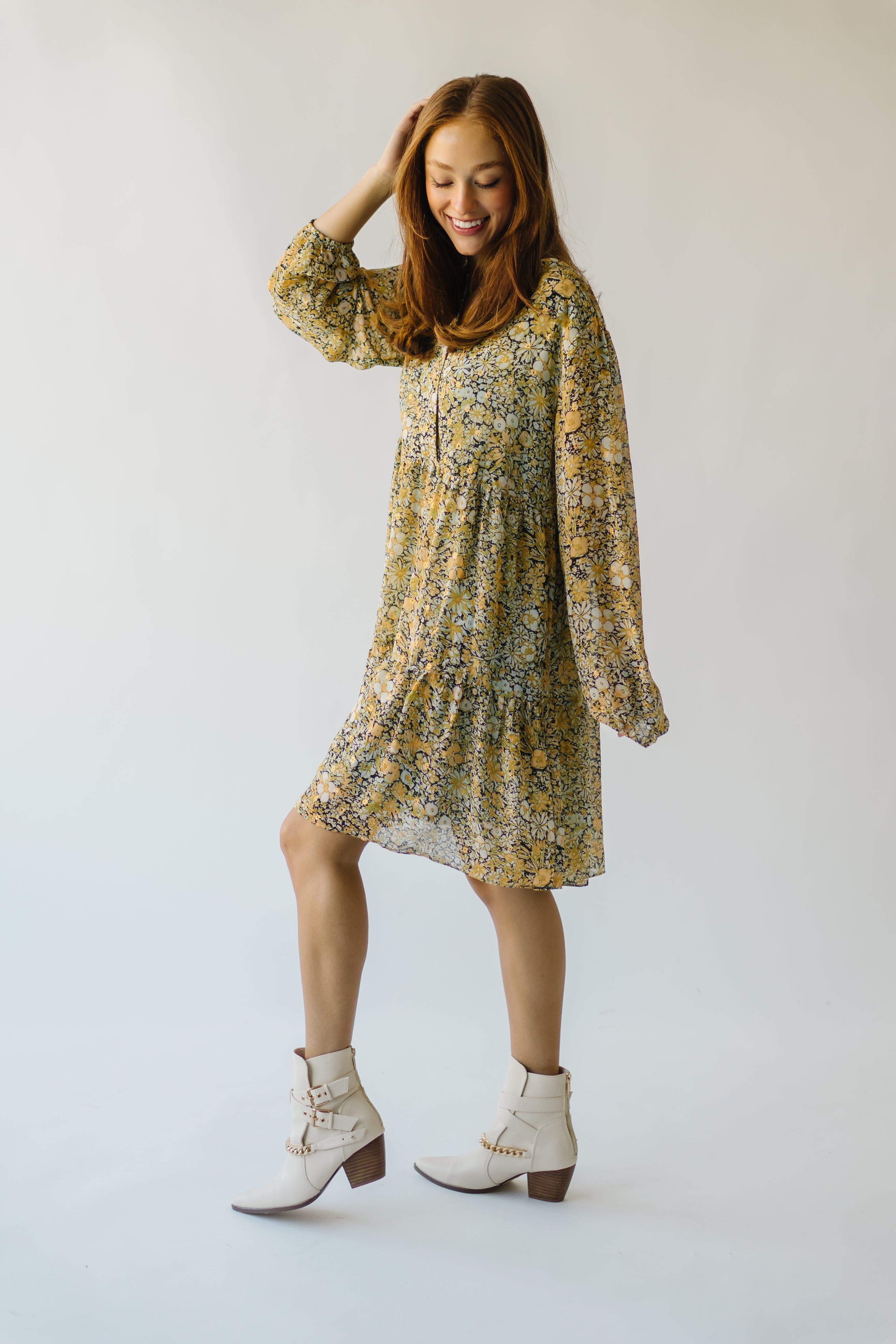 Tellico Floral Mustard Combo Dress