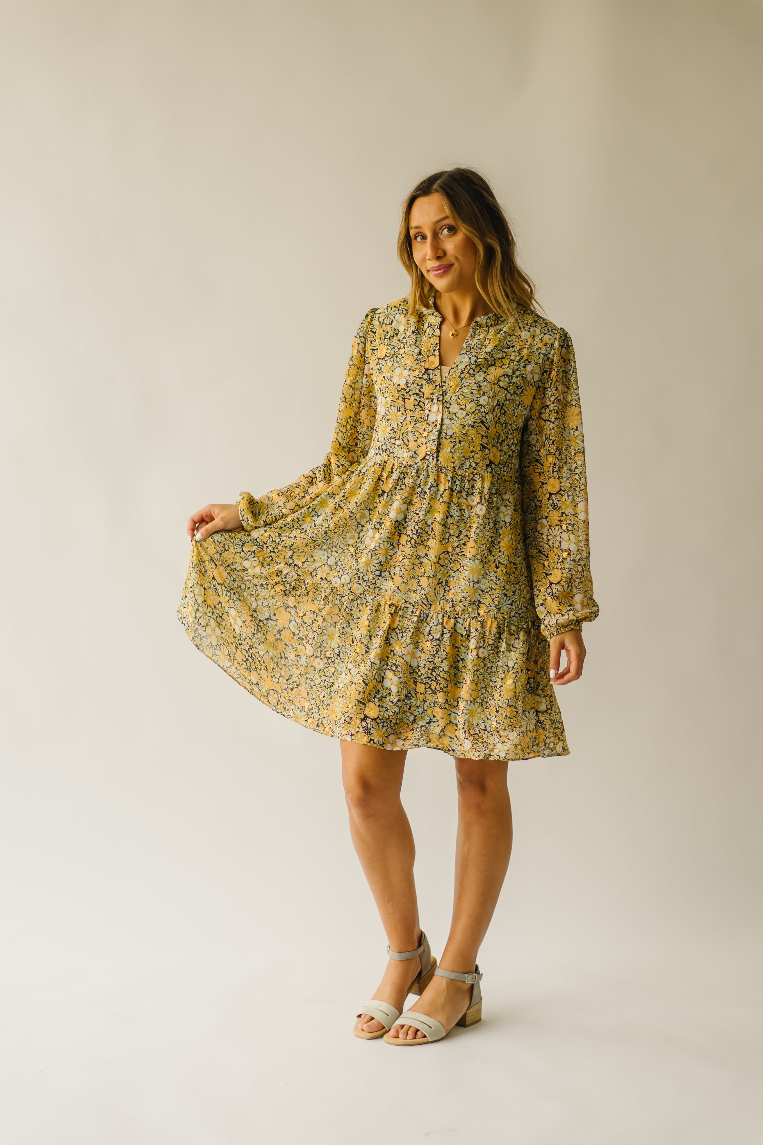 Tellico Floral Mustard Combo Dress