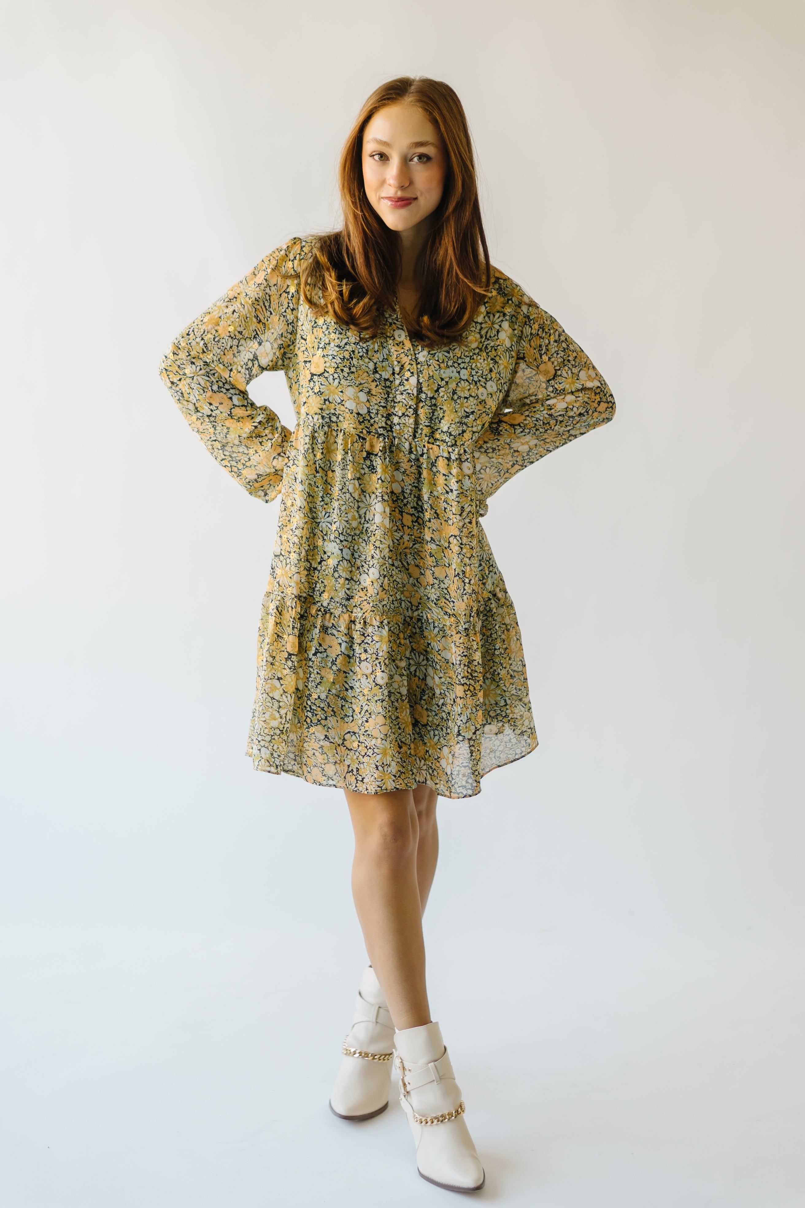 Tellico Floral Mustard Combo Dress