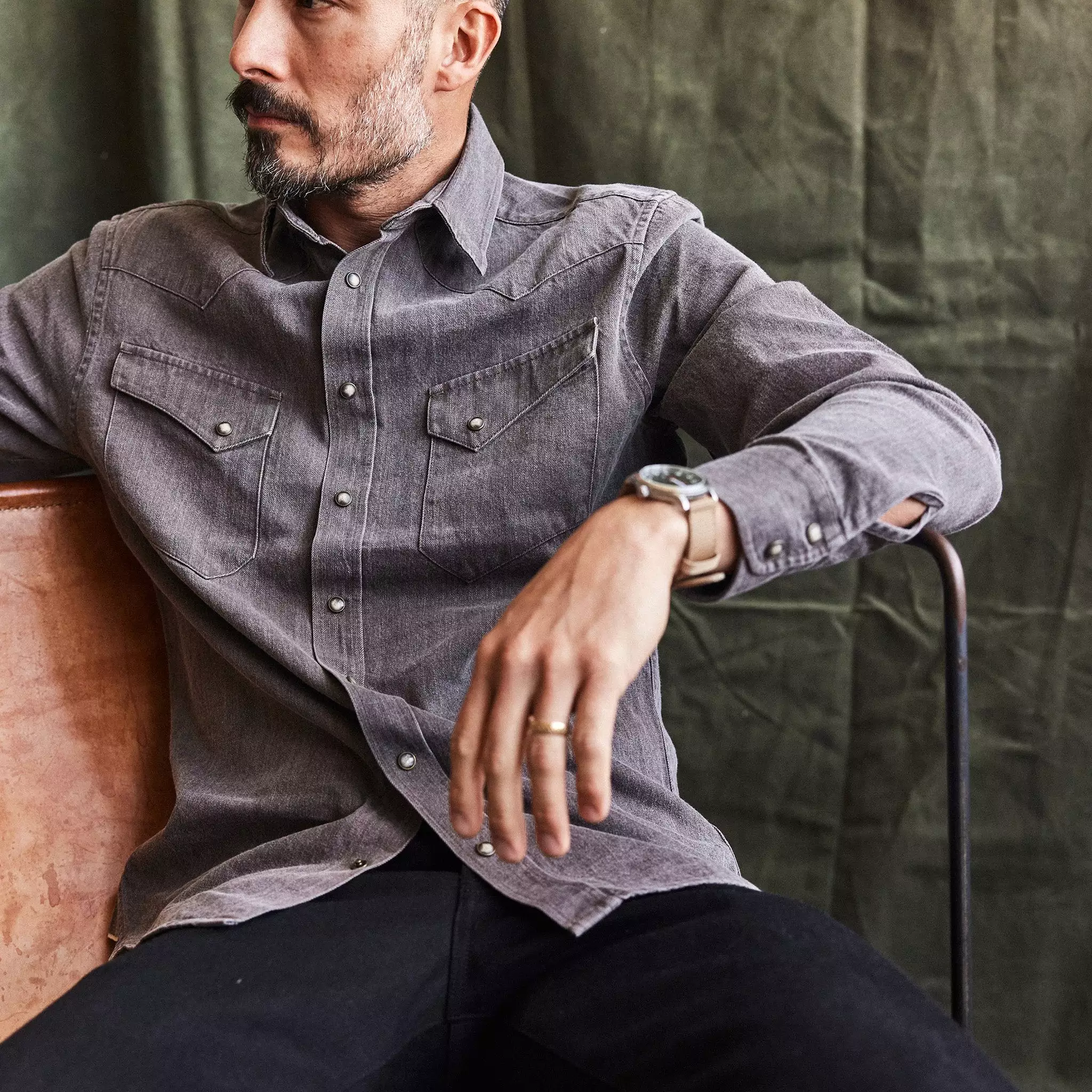 The Soil Pigment Selvage Denim Western Shirt