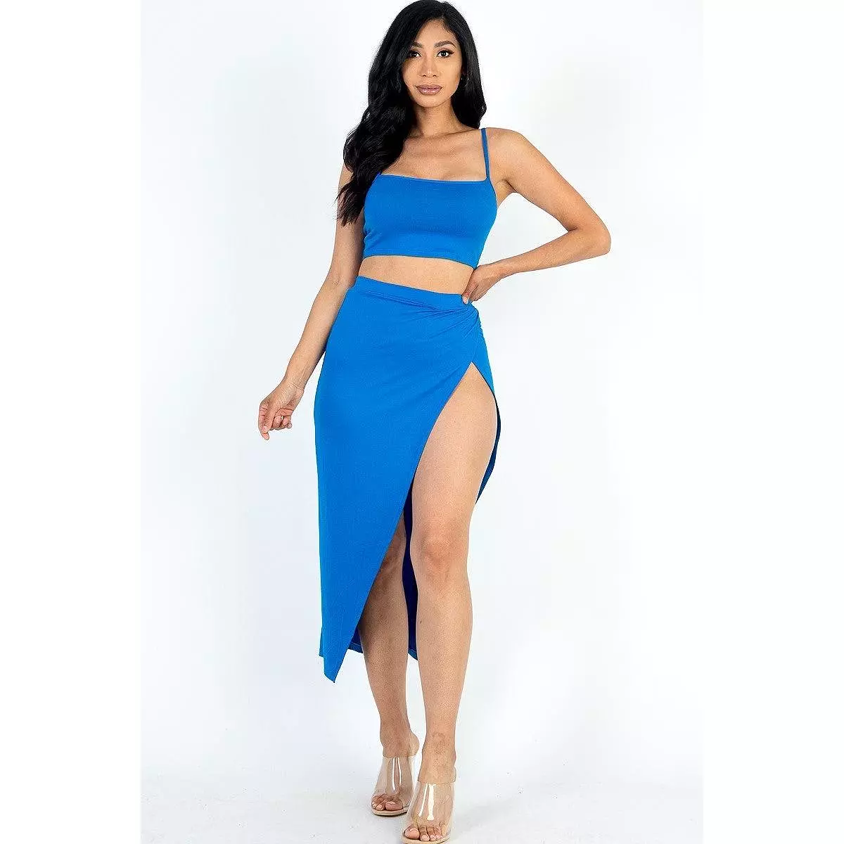 Thigh Split Maxi Skirt Set