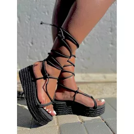 Tie Up Wedge Sandals