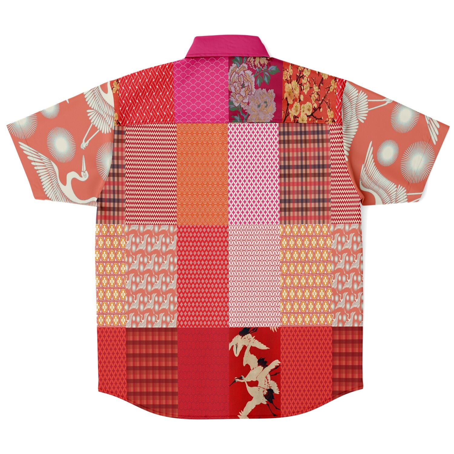 Tokyo Asian Floral Patchwork Button Down Shirt