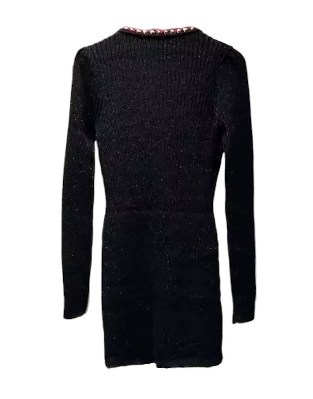 Top result: Slim-fit Black Knit V-Neck Dress