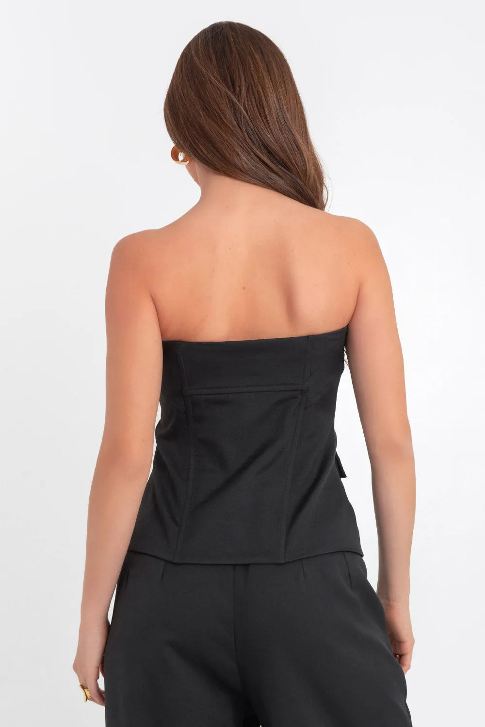 Strapless Straight Neck Cargo Pocket Top