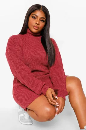 Turtleneck Sweater Dress for Plus Size