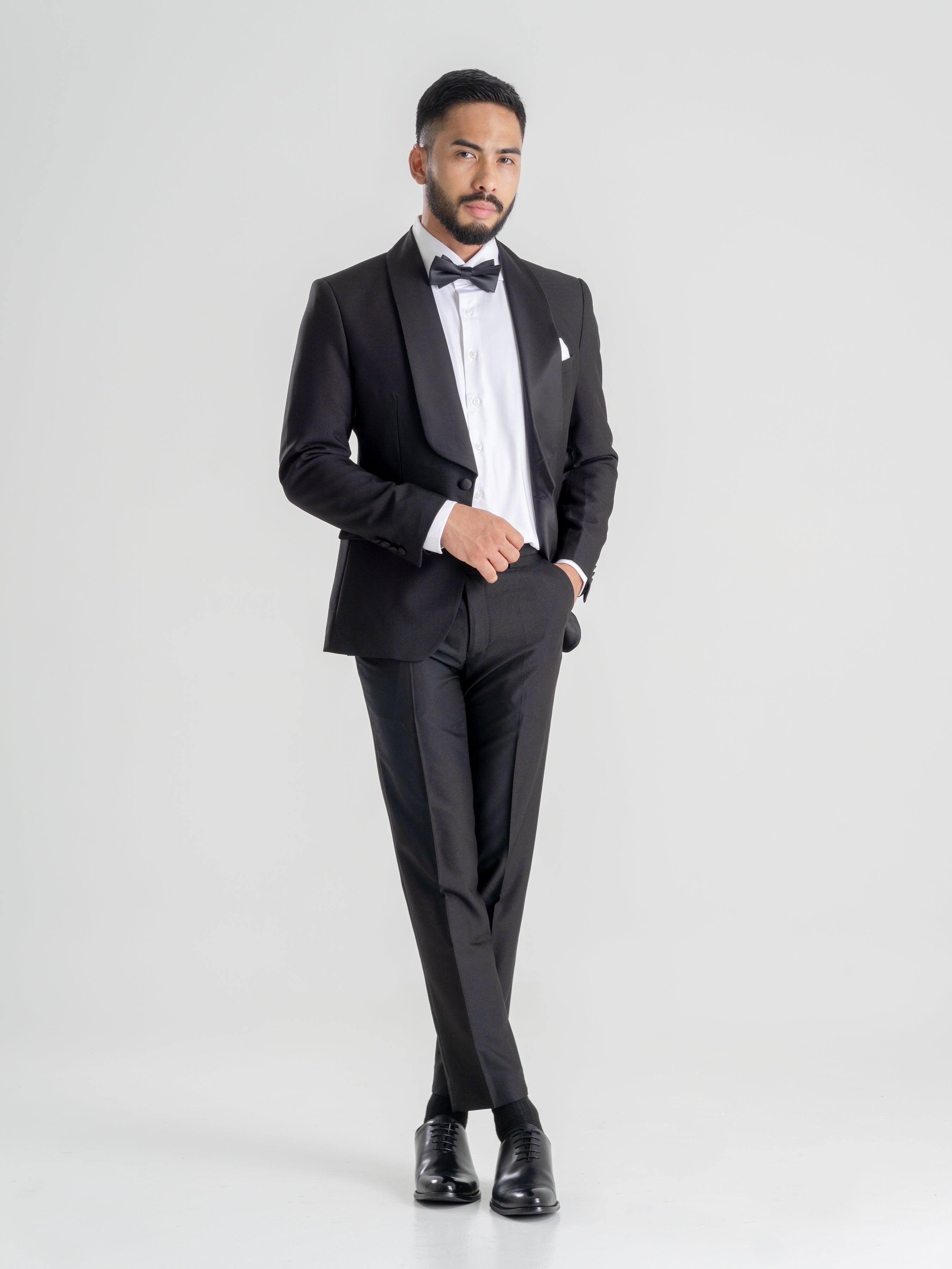 Tuxedo Blazer - Black Plain (Shawl Lapel)