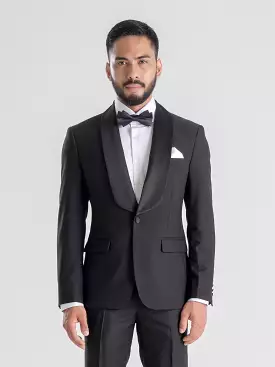 Tuxedo Blazer - Black Plain (Shawl Lapel)