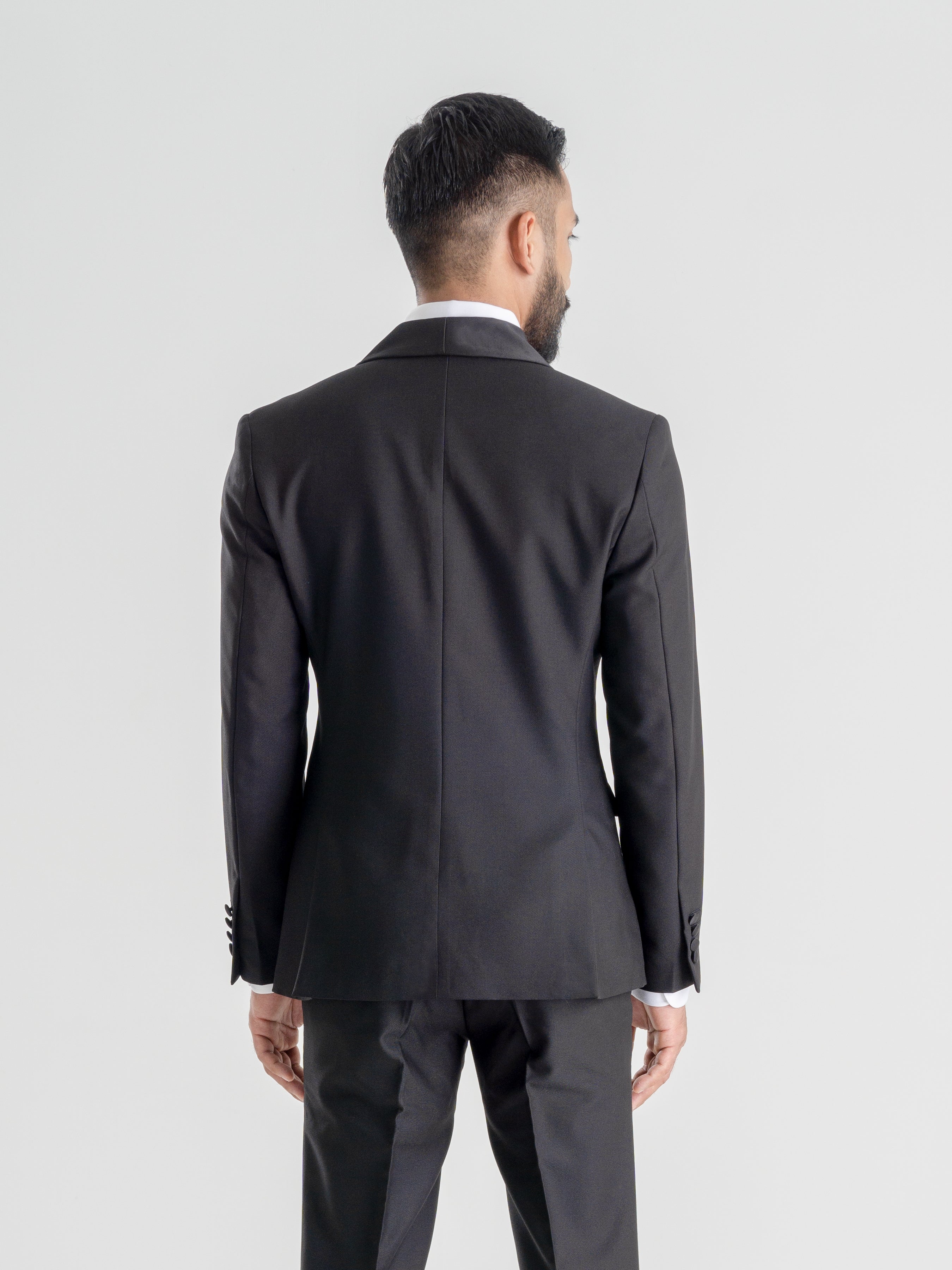 Tuxedo Blazer - Black Plain (Shawl Lapel)