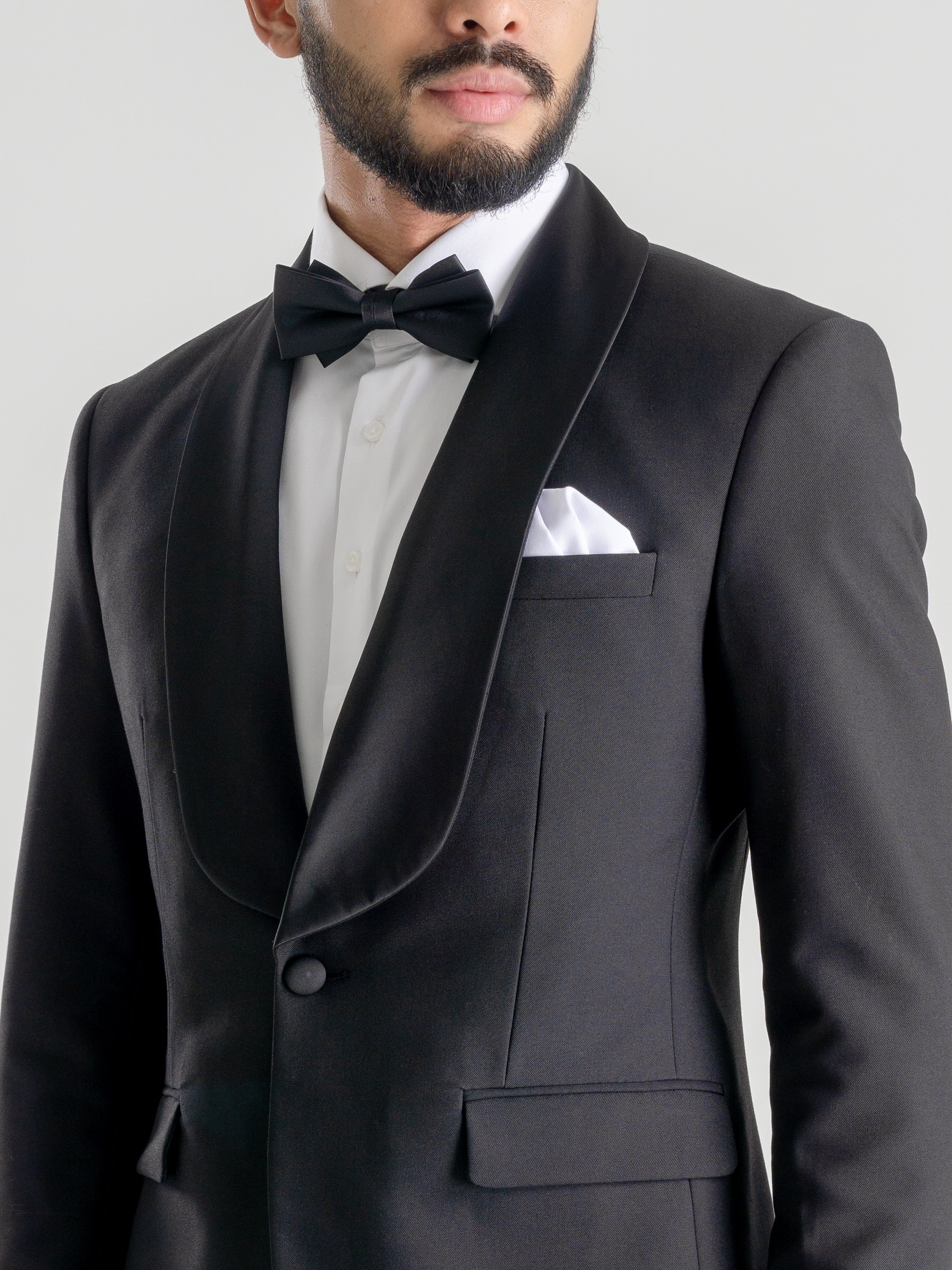 Tuxedo Blazer - Black Plain (Shawl Lapel)