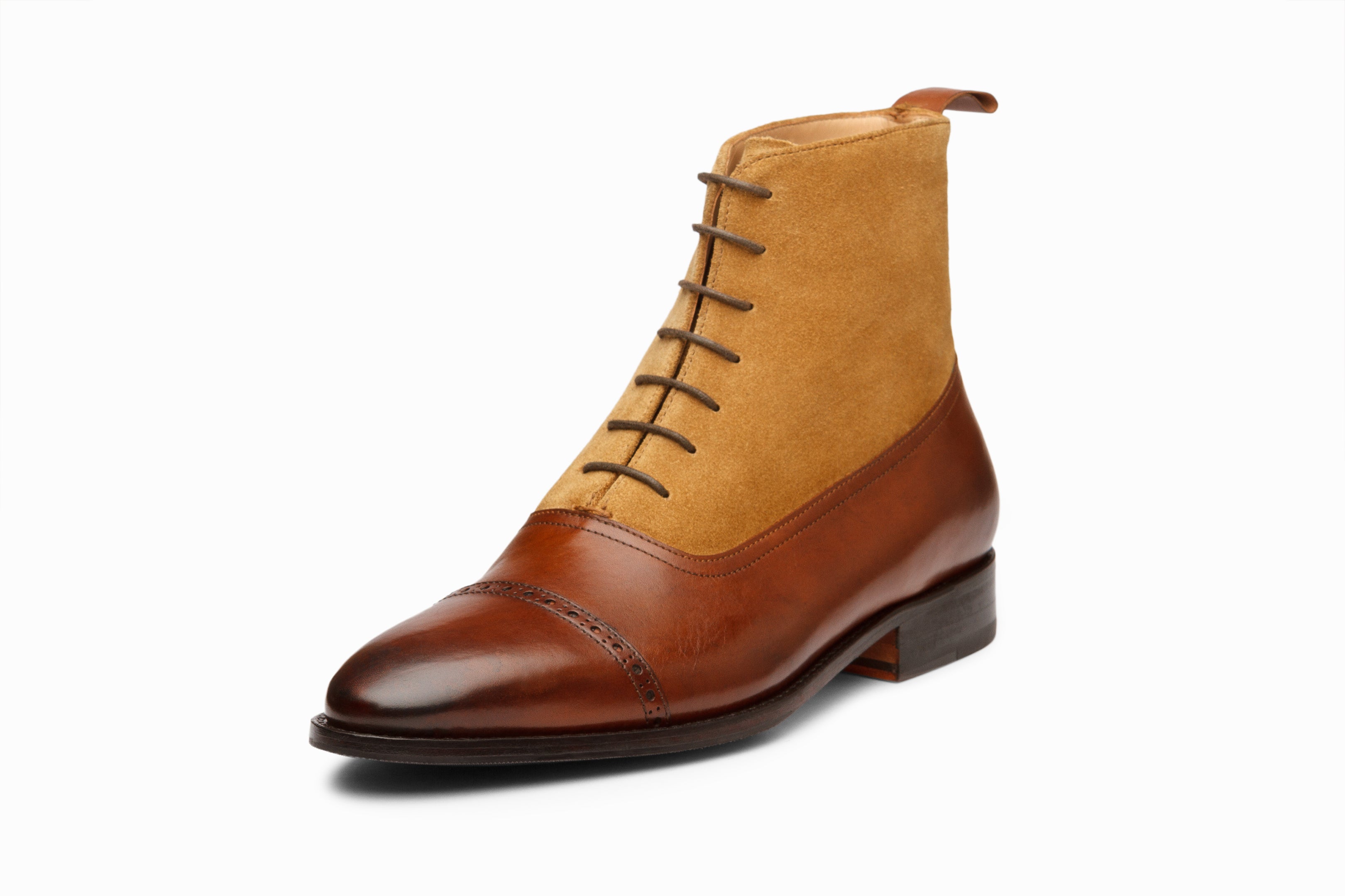 Two Tone Brown Camel Suede Leather Boot