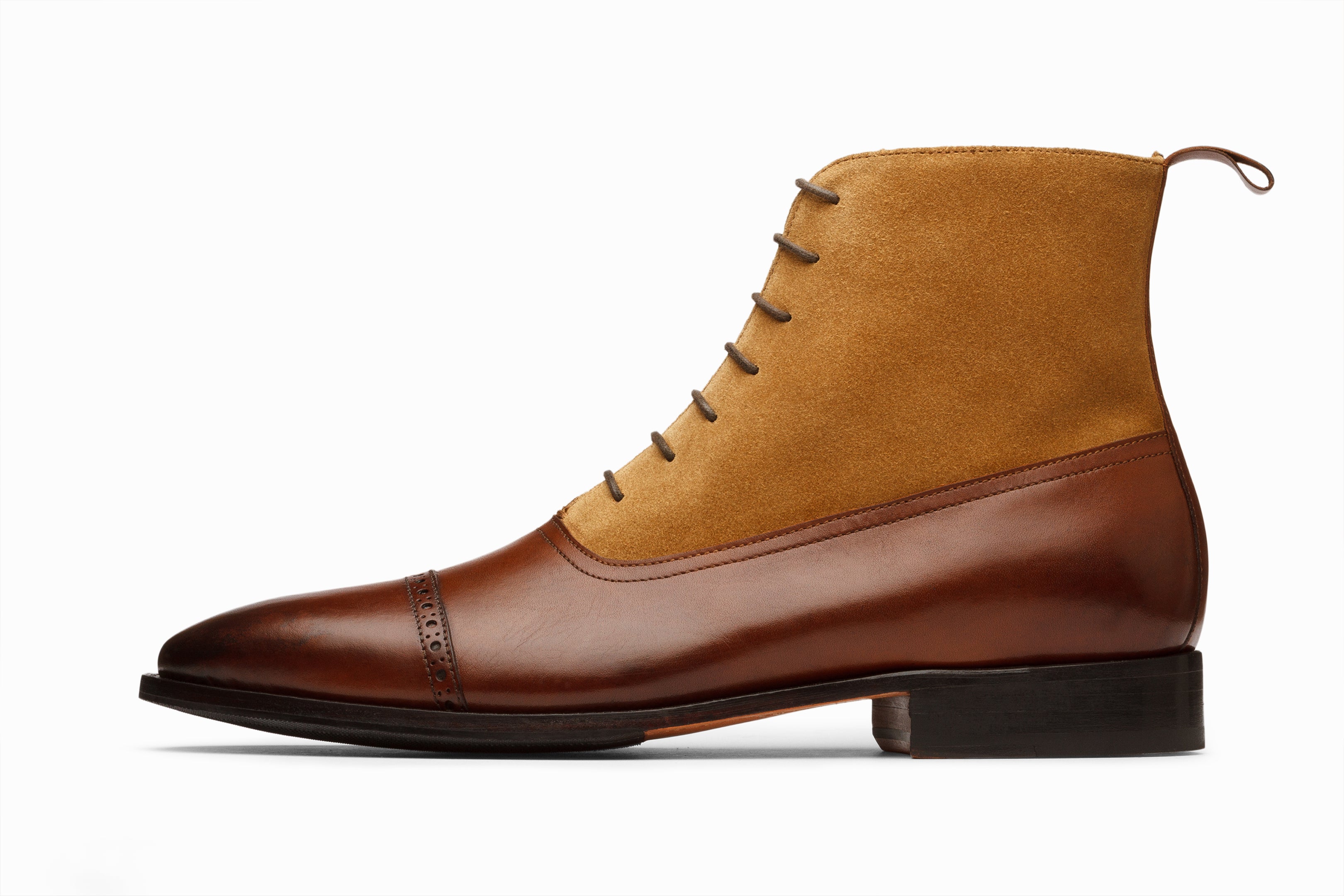 Two Tone Brown Camel Suede Leather Boot