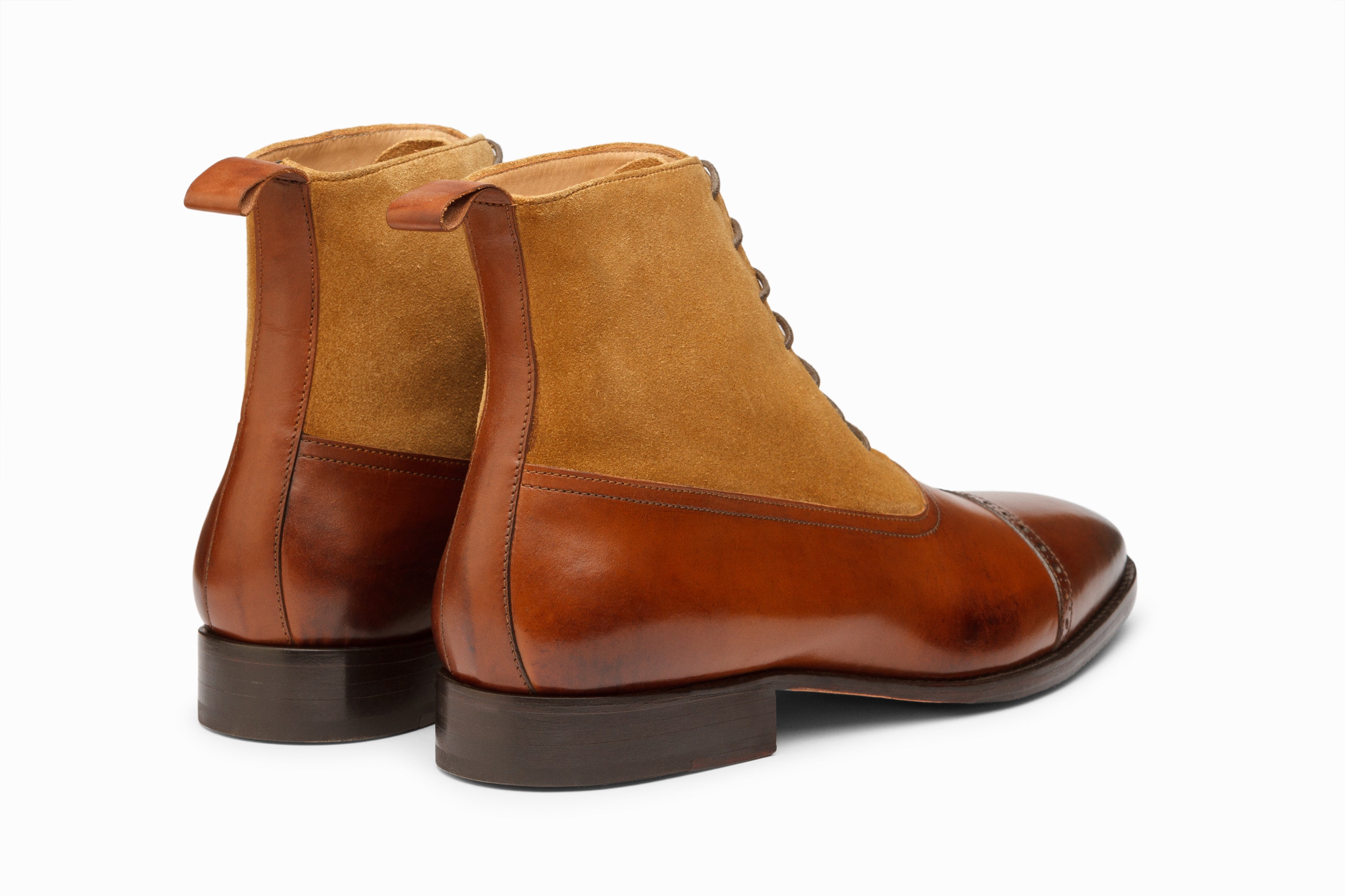 Two Tone Brown Camel Suede Leather Boot