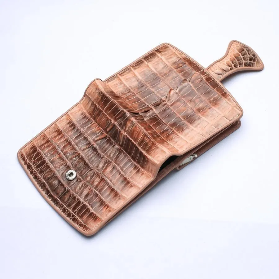 Twotone Old Rose Crocodile Skin Womens Wallets