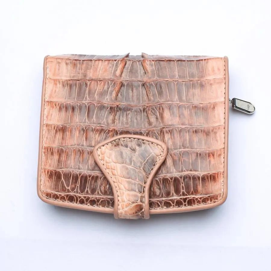 Twotone Old Rose Crocodile Skin Womens Wallets