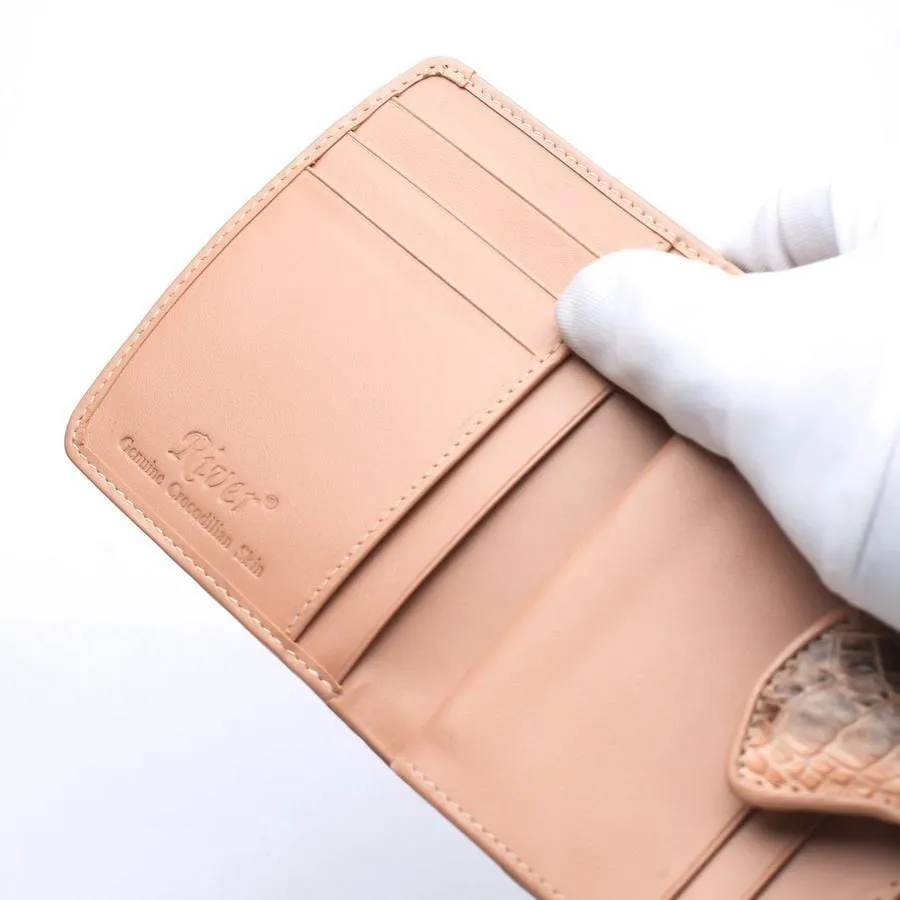 Twotone Old Rose Crocodile Skin Womens Wallets