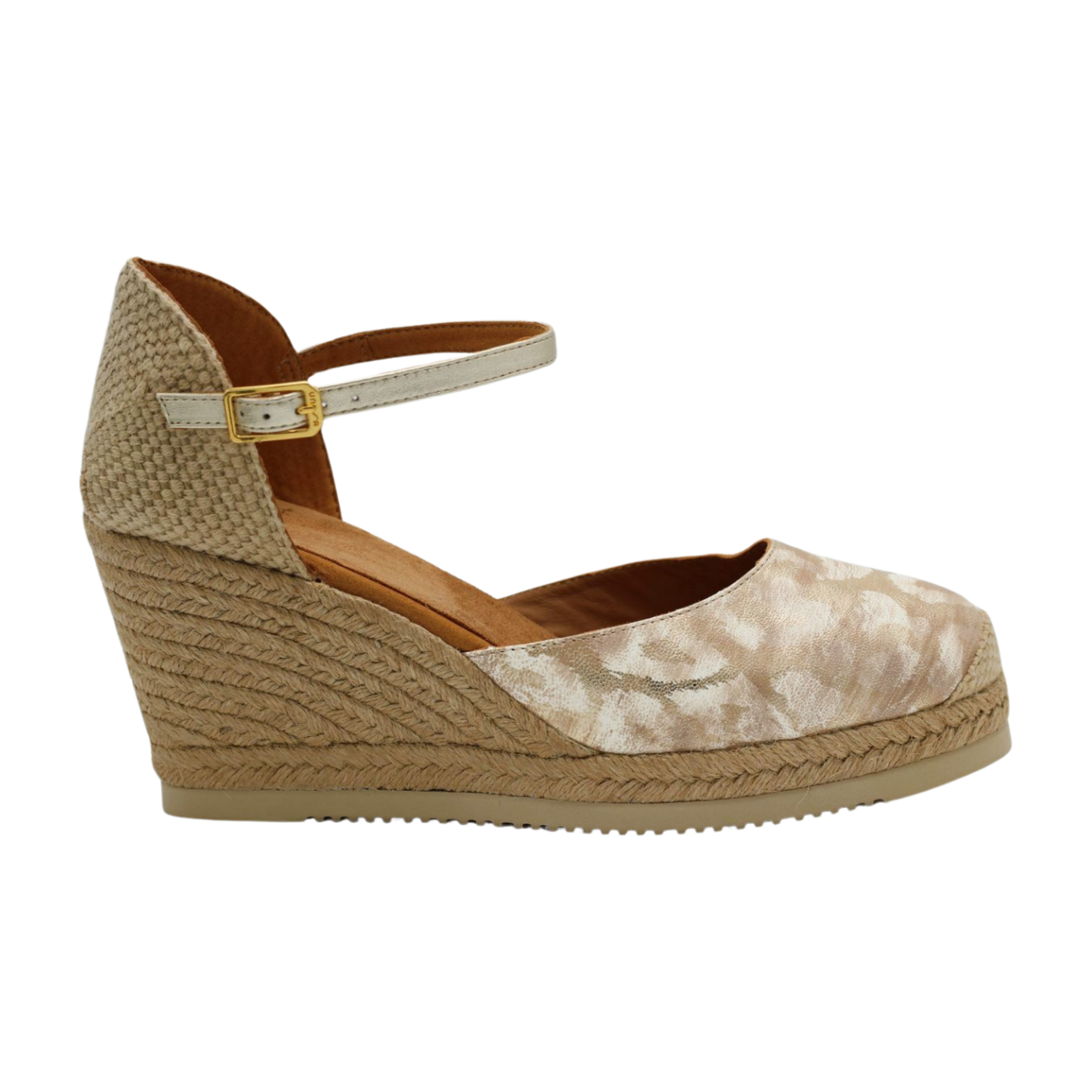 UNISA Espadrille Castilla in gold print leather