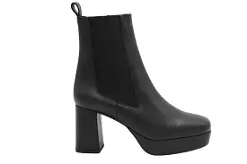 UNISA MARLOW Black Leather Platform Boot, Block Heel