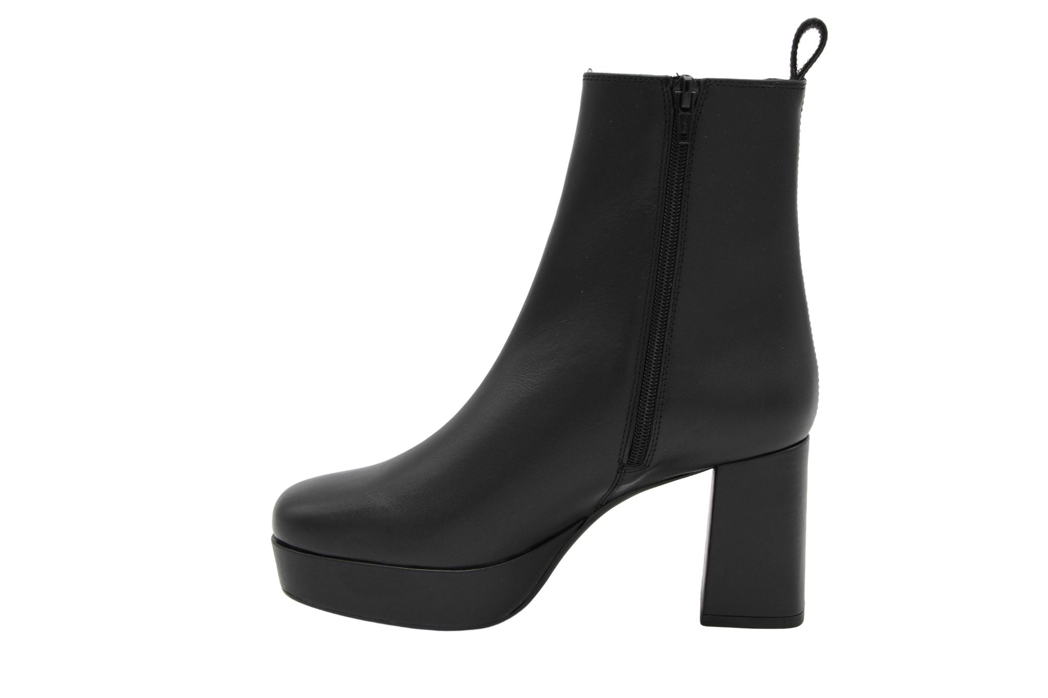 UNISA MARLOW Black Leather Platform Boot, Block Heel