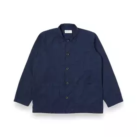 Universal Works organic navy overshirt fine poplin