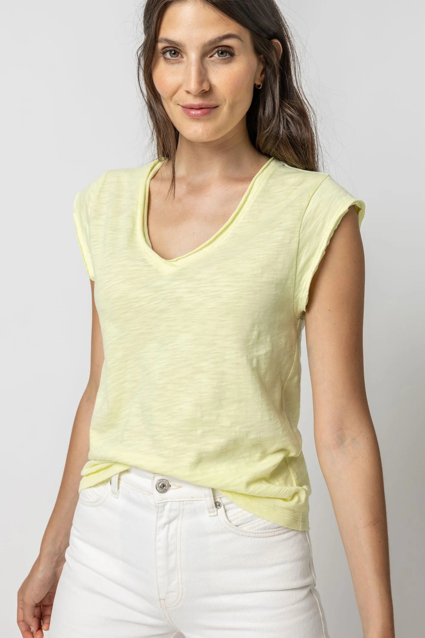 V-Neck Cap Sleeve Top