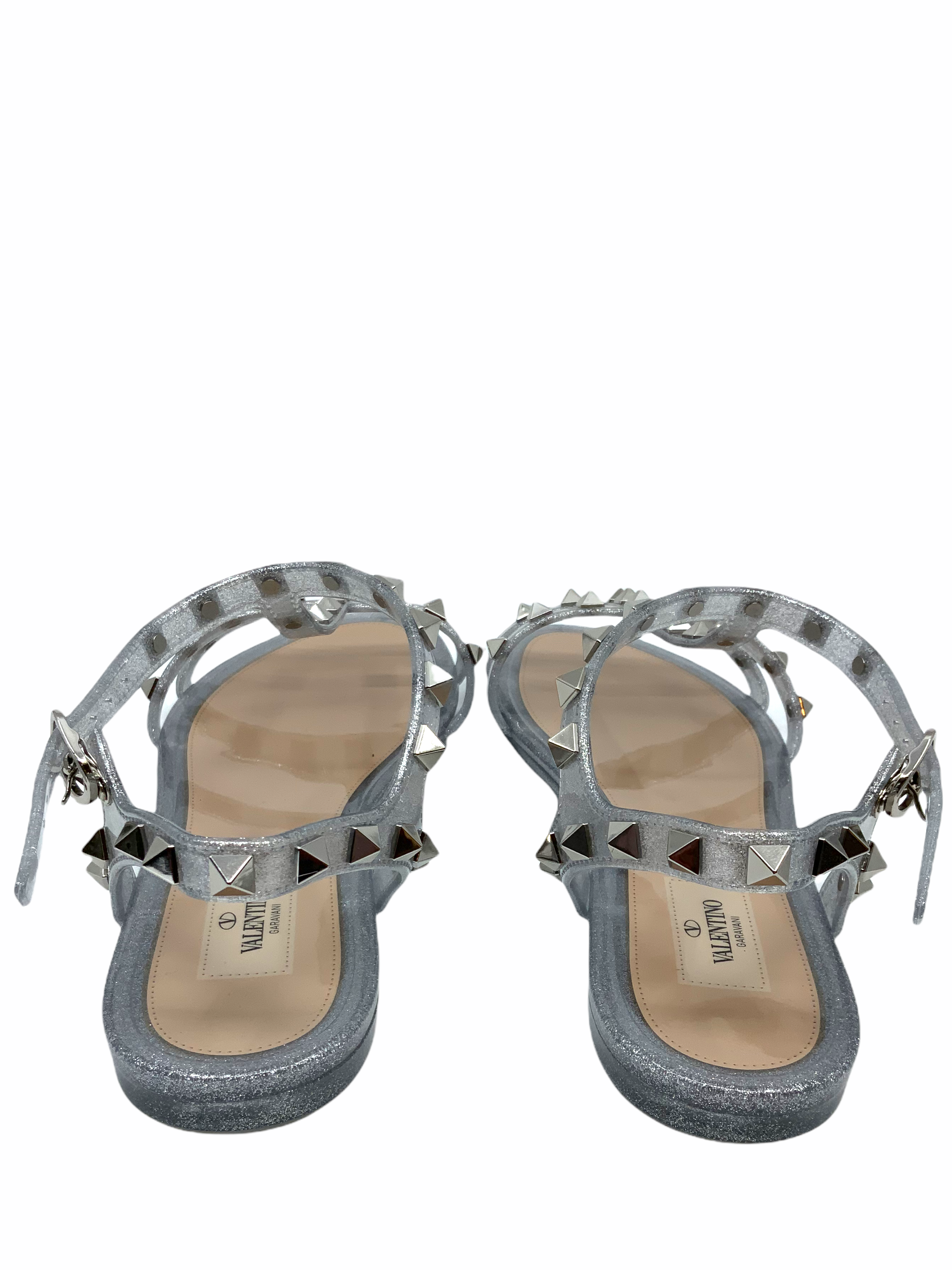 Valentino Rockstud Jelly Sandals Ankle Strap Size 10