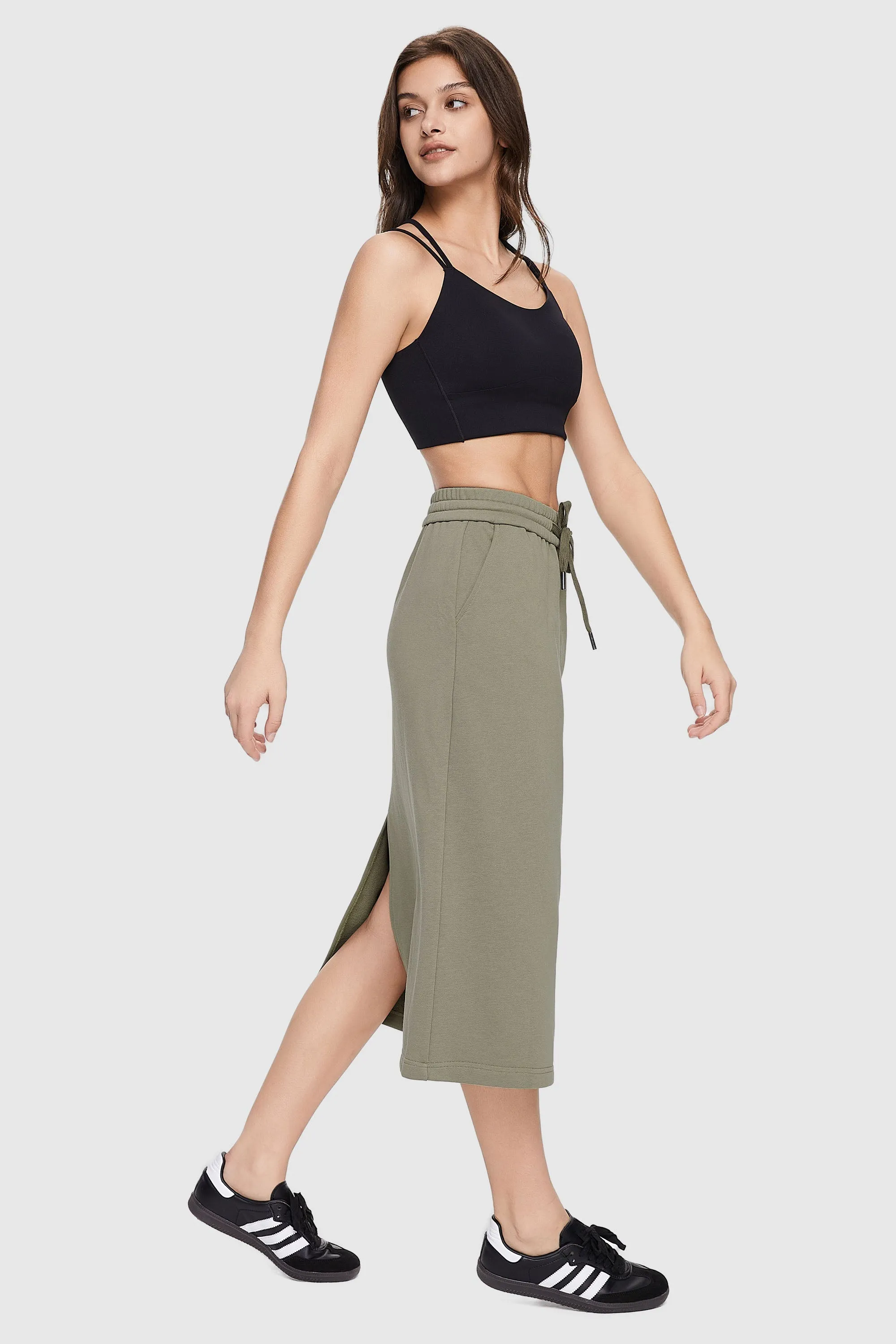 Versatile High Waisted Midi Skirt