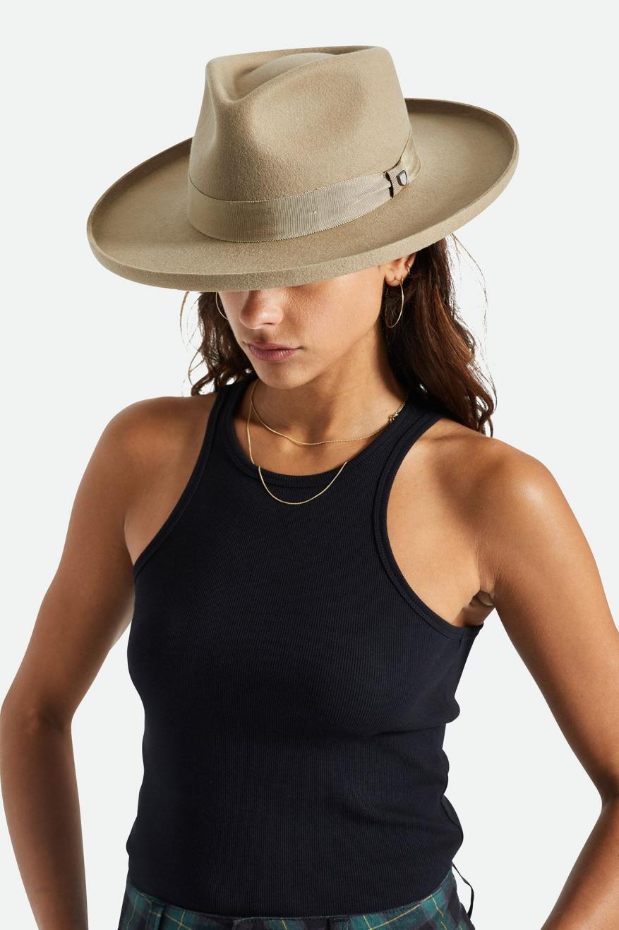 Victoria Felt Fedora Hat - Sand