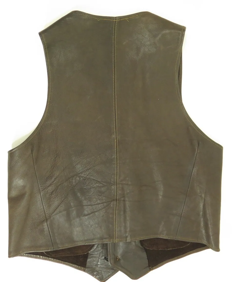 Vintage Walter Dyer Leather Vest 60s Men's 42 Brown Motorcycle Biker USA Made