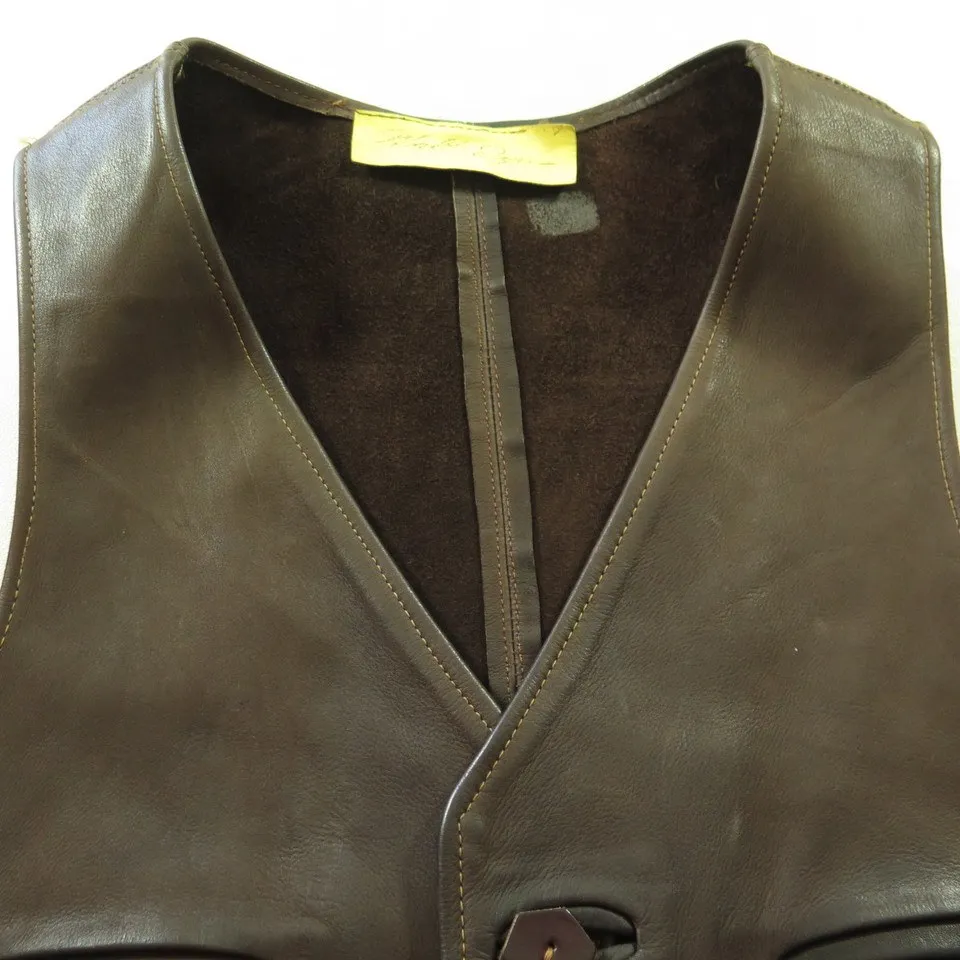 Vintage Walter Dyer Leather Vest 60s Men's 42 Brown Motorcycle Biker USA Made