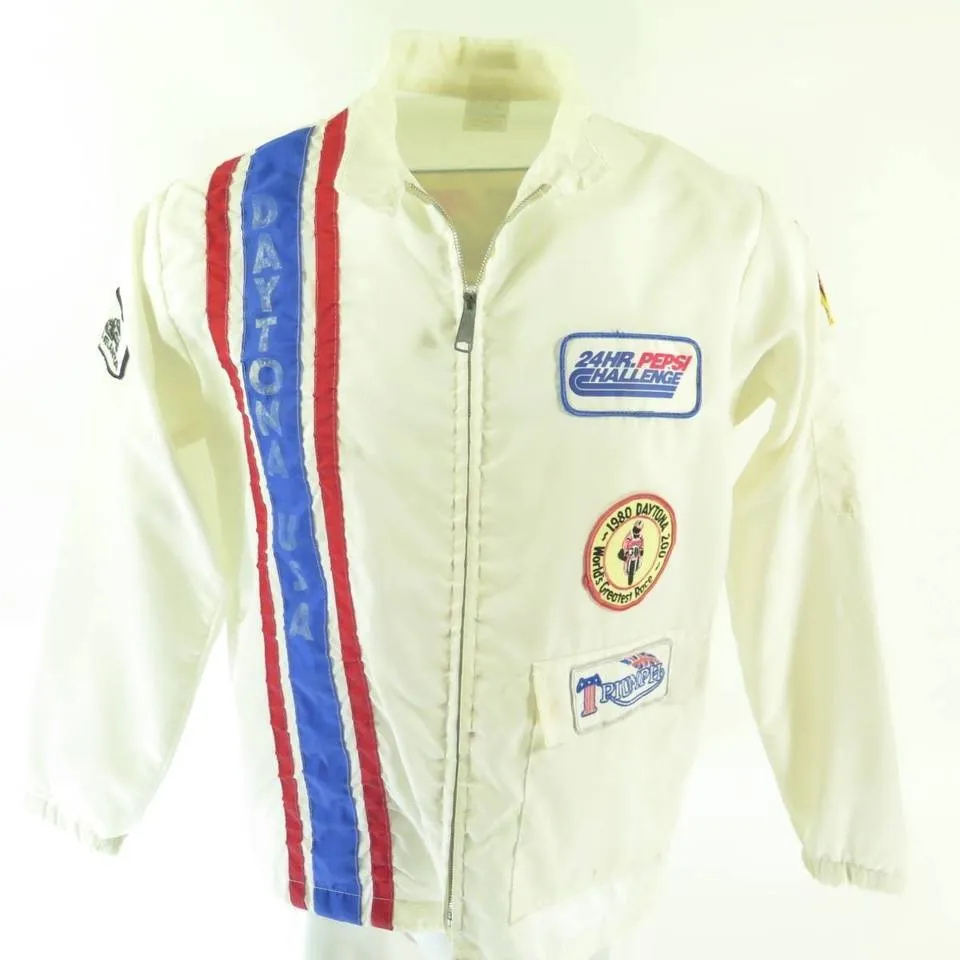 Vintage 80s Daytona Motorcycle Racing Biker Jacket Medium Triumph Harley