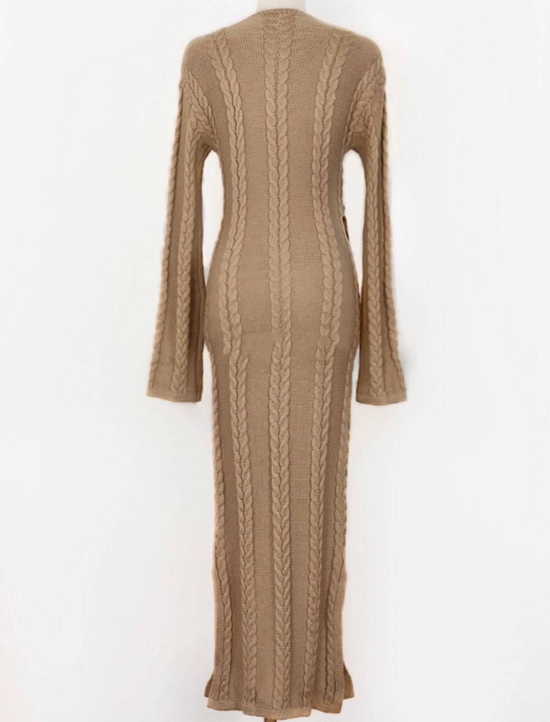 Waist Tie Knit Midi Dress