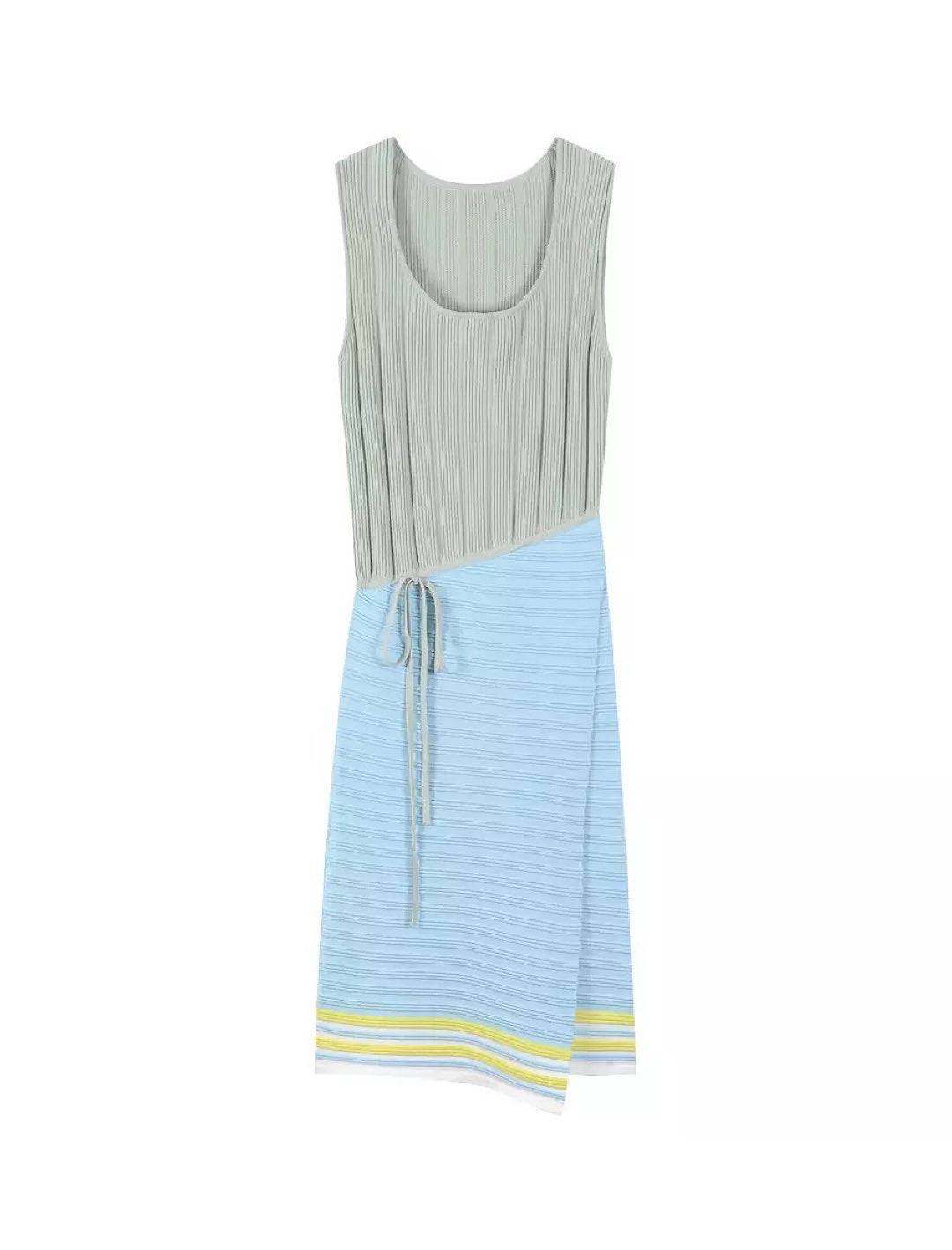 Waist Tie Sleeveless Knit Dress