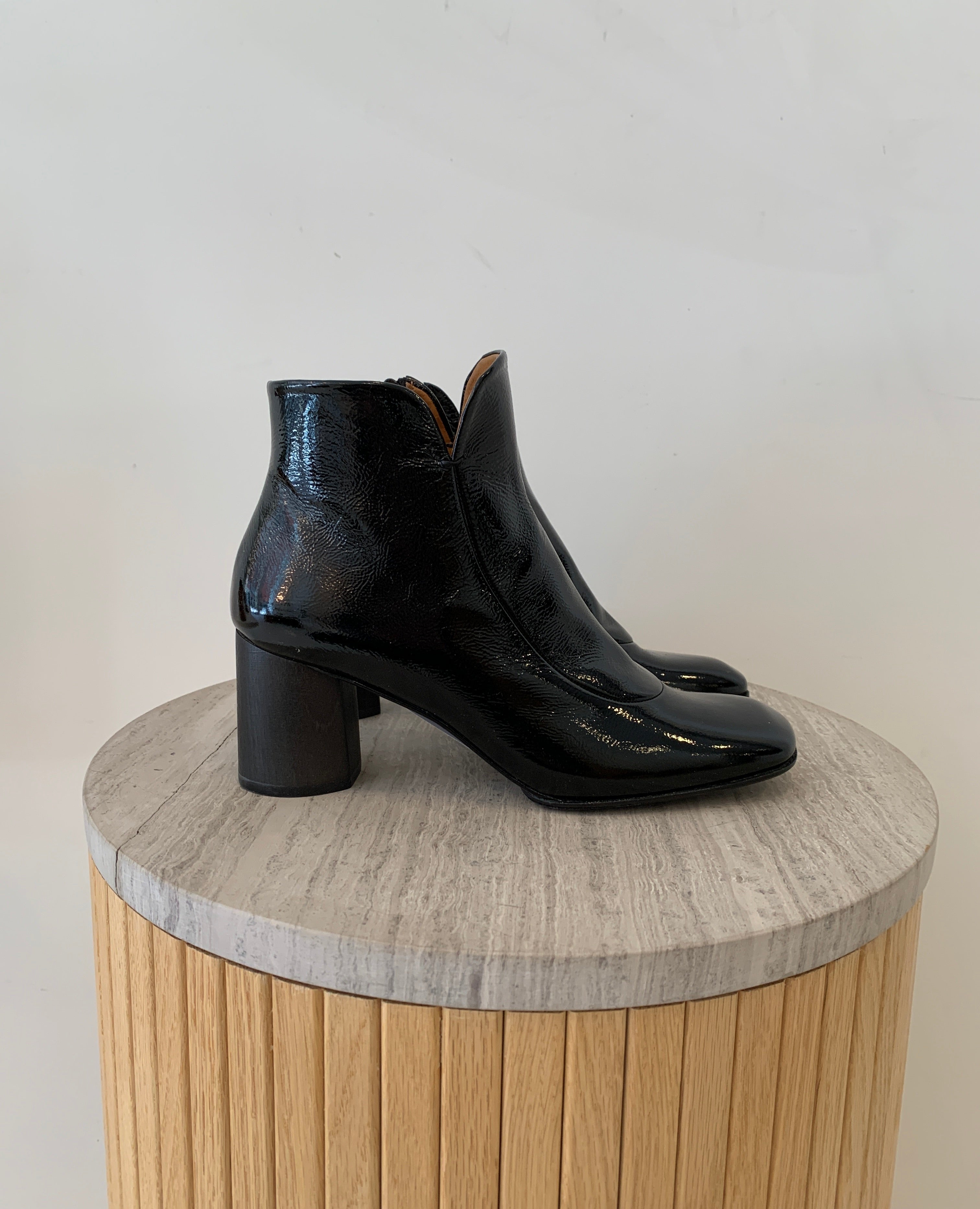 Warehouse Sale - Black Patent Palma Boots.