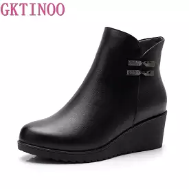 Warm Winter Boots Shoes Women Ankle Boots Wedges Platform Shoes