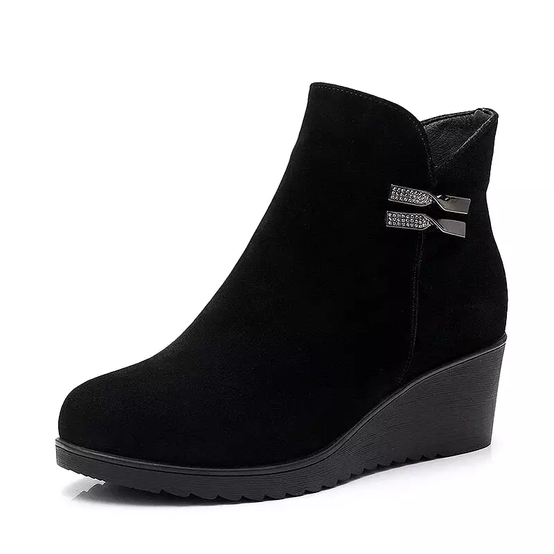 Warm Winter Boots Shoes Women Ankle Boots Wedges Platform Shoes