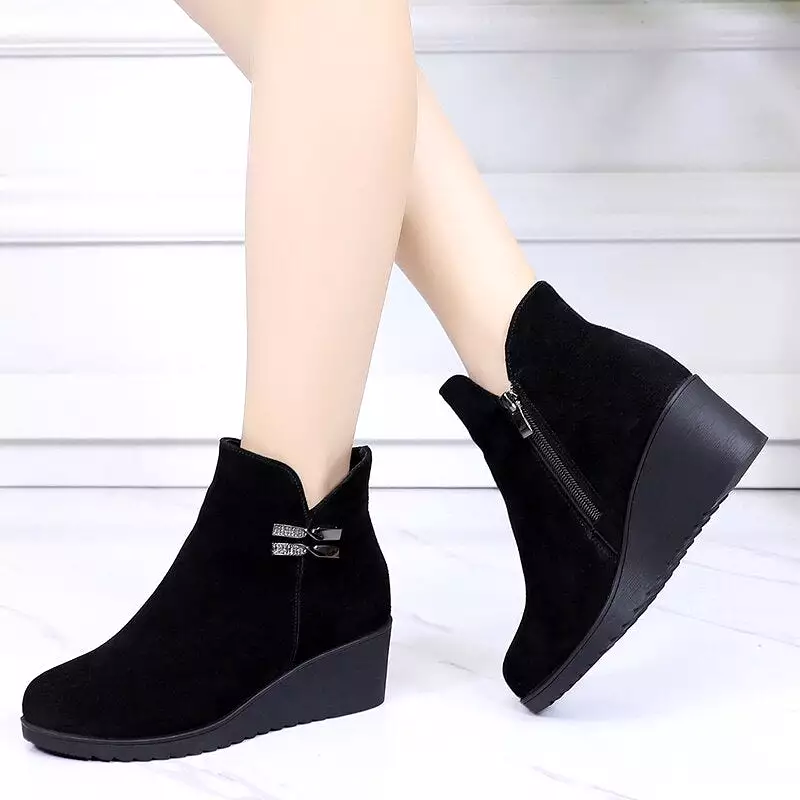 Warm Winter Boots Shoes Women Ankle Boots Wedges Platform Shoes