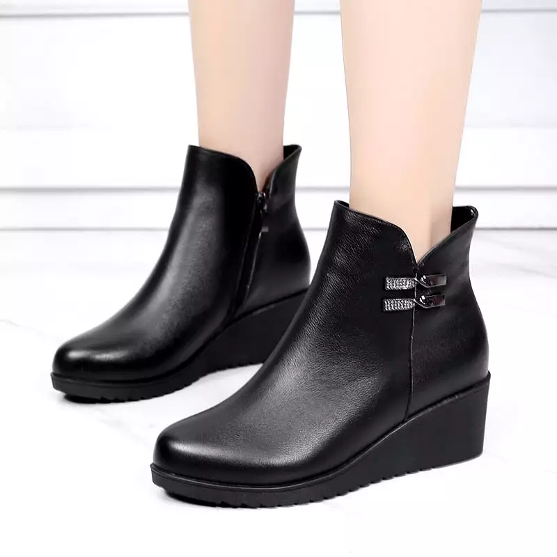 Warm Winter Boots Shoes Women Ankle Boots Wedges Platform Shoes