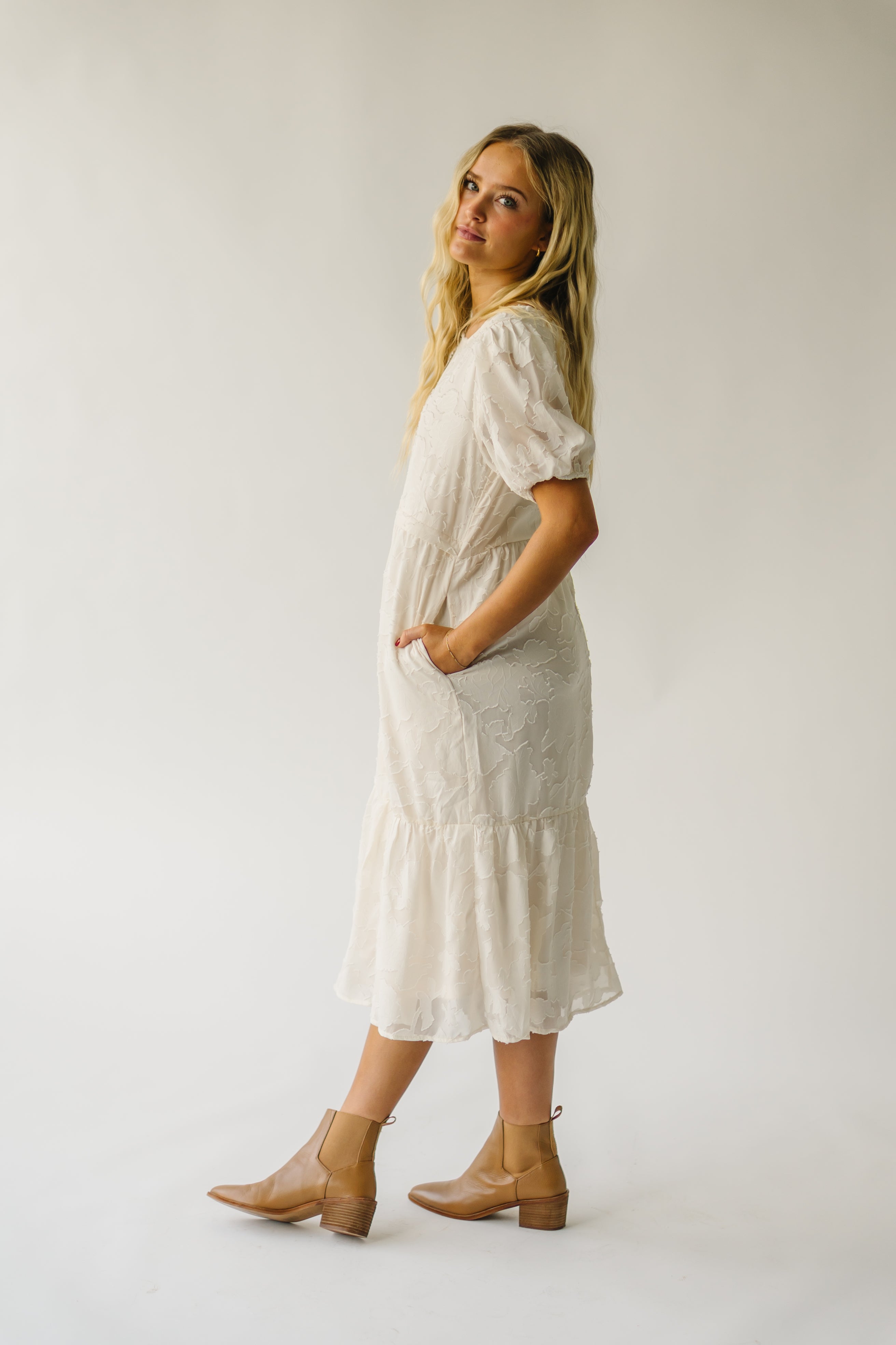 Watts Cream Textured Dress