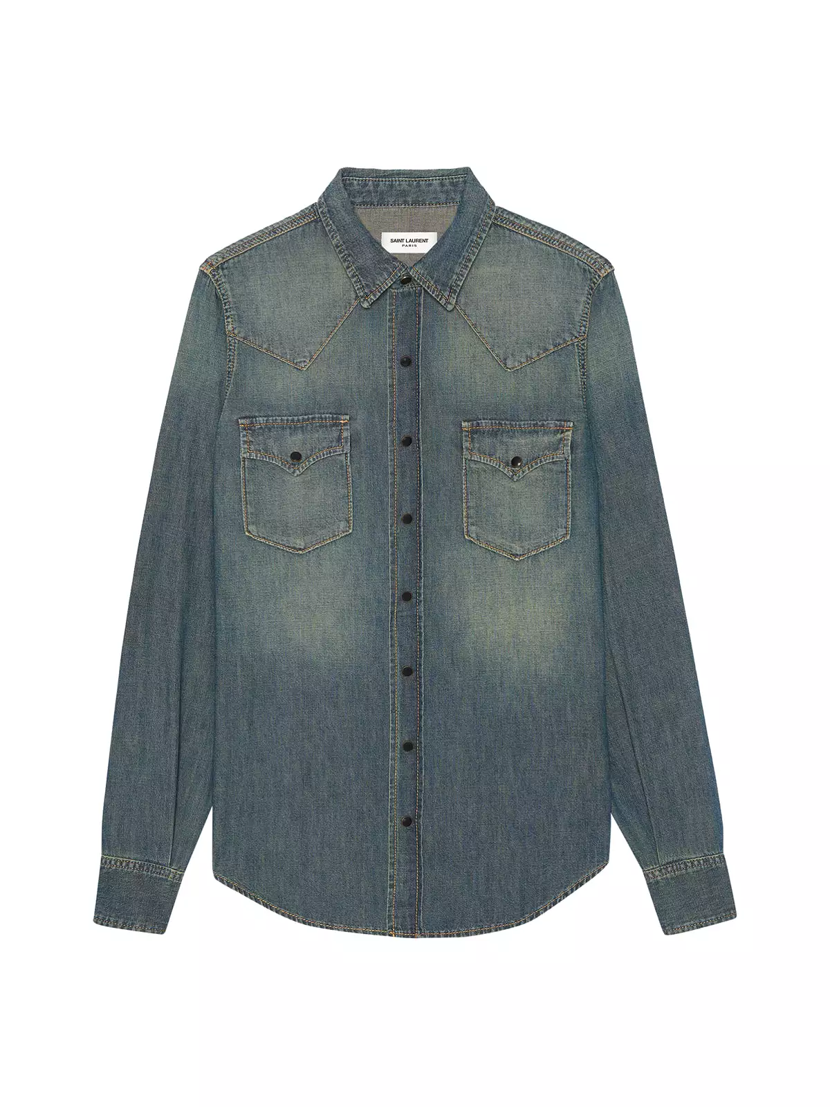 Western Denim Shirt - Vintage Blue, Deep Washed